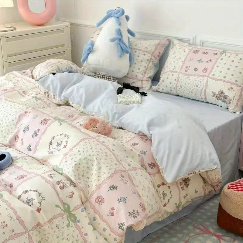 Aonga Cute Dog Duvet Cover Set Soft Kids Adult Twin Queen Size Girls Boys Flat Sheet Pillowcase Bedspread New No Filler Bedding Set aonga