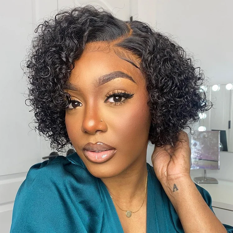 Short Deep Curly Pixie Cut Lace Front Wig