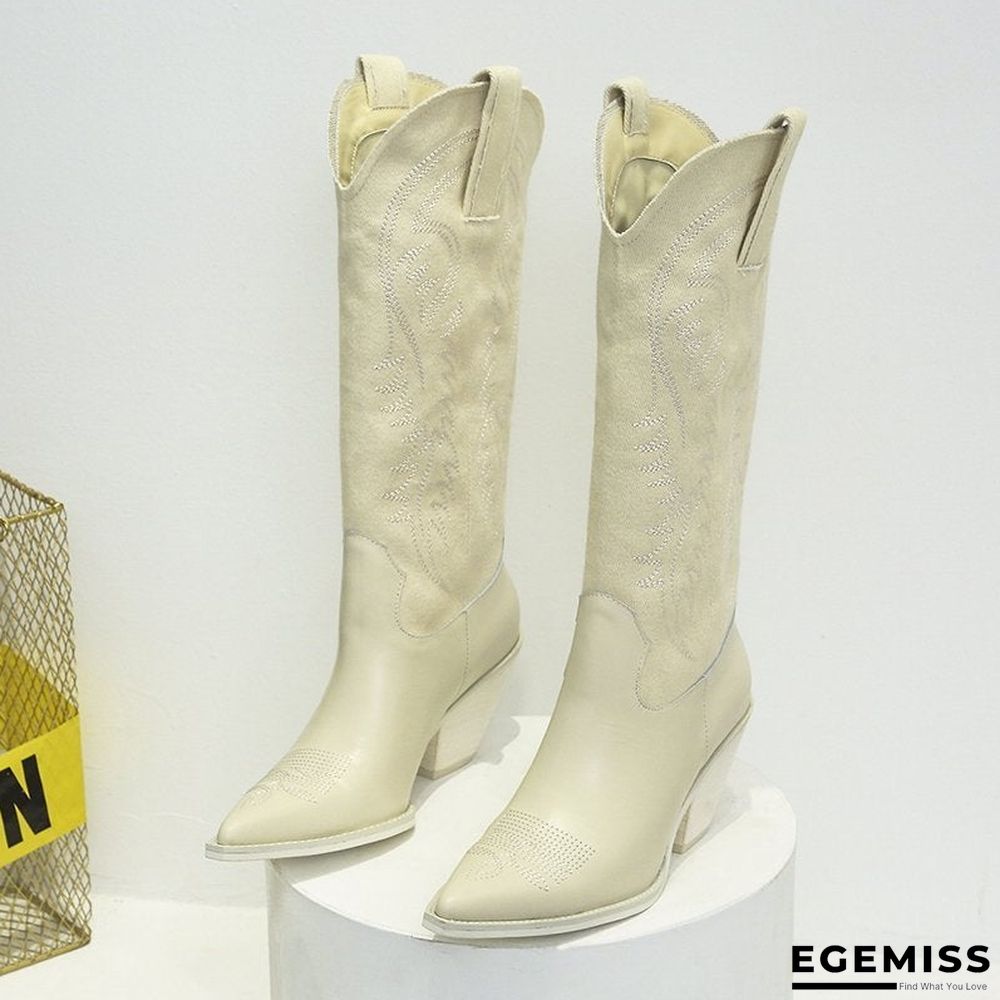 Autumn and Winter New Leather Boots European and American Wind Arrow Embroidered High-barrel Boots. | EGEMISS