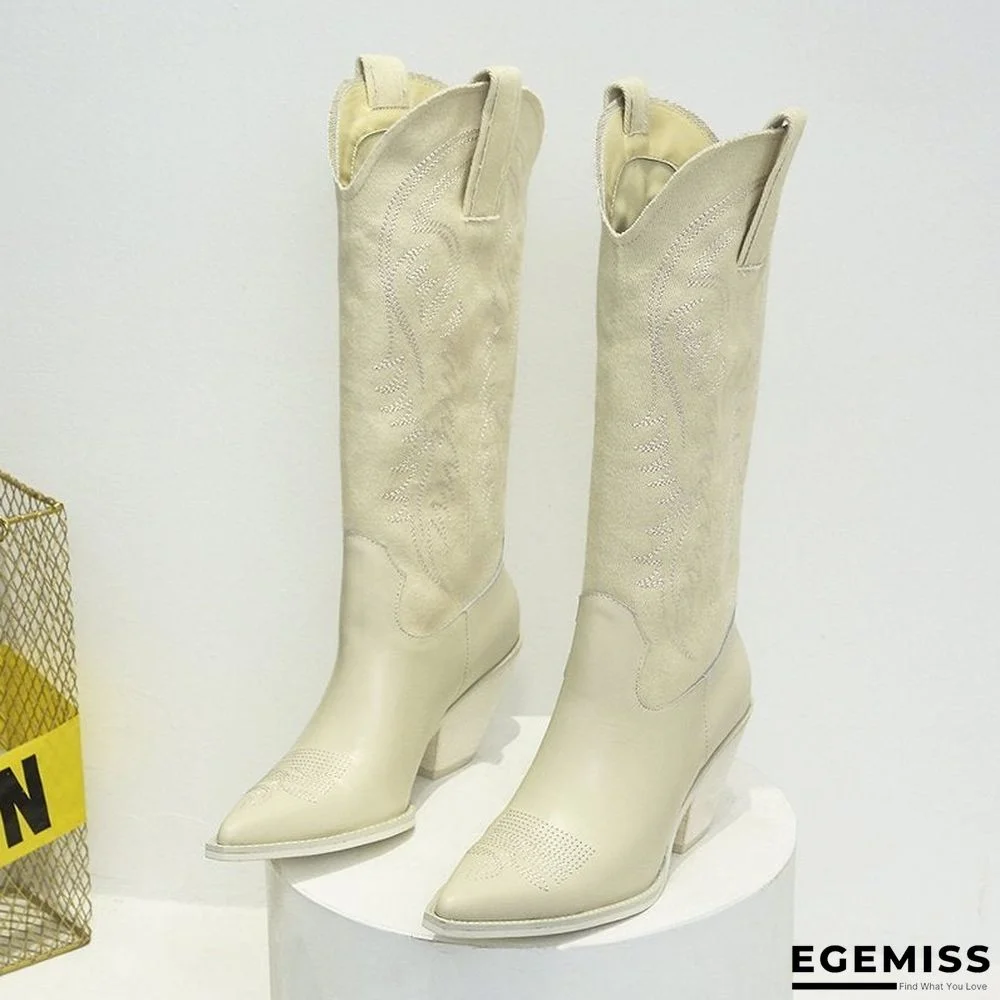 Autumn and Winter New Leather Boots European and American Wind Arrow Embroidered High-barrel Boots. | EGEMISS
