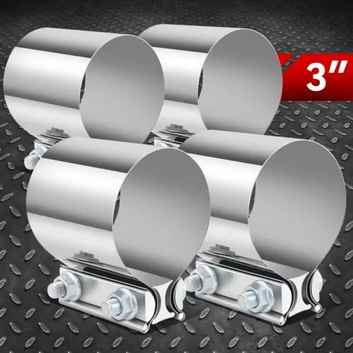 pornhint Pornhint 4Pcs 3" T304 Stainless Steel Butt Joint Band Muffler Exhaust Pipe Clamp Sleeves New