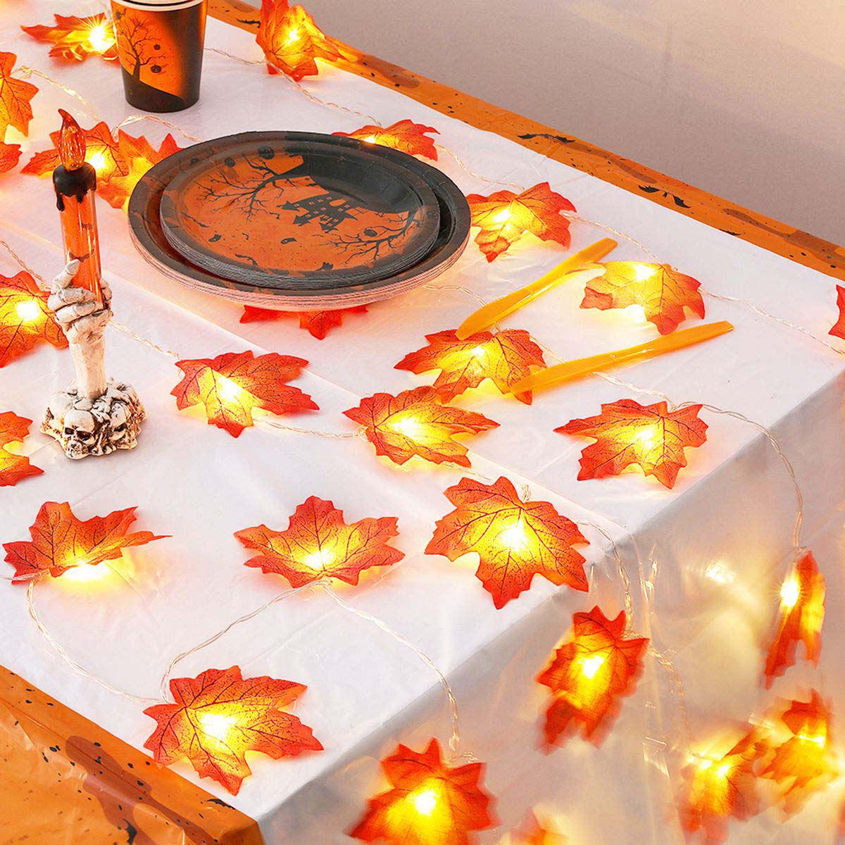Tegooe Battery Powered Maple Leaf LED String Lights - Fall Holiday Decor