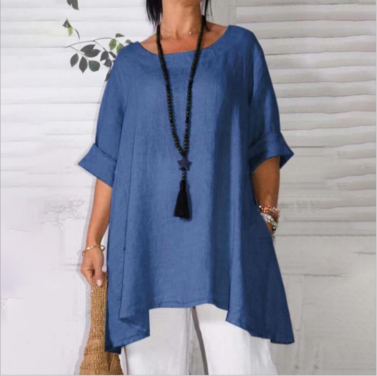 Ladies Casual Cotton And Linen Top