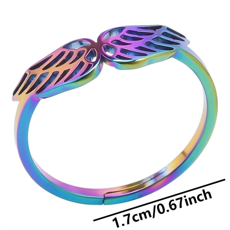 Basic Wings 304 Stainless Steel 18K Gold Plated Open Rings