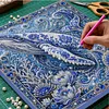 Kit de peinture en perle encadr&eacute;e, art mural de baleine 11,81x11,81 in