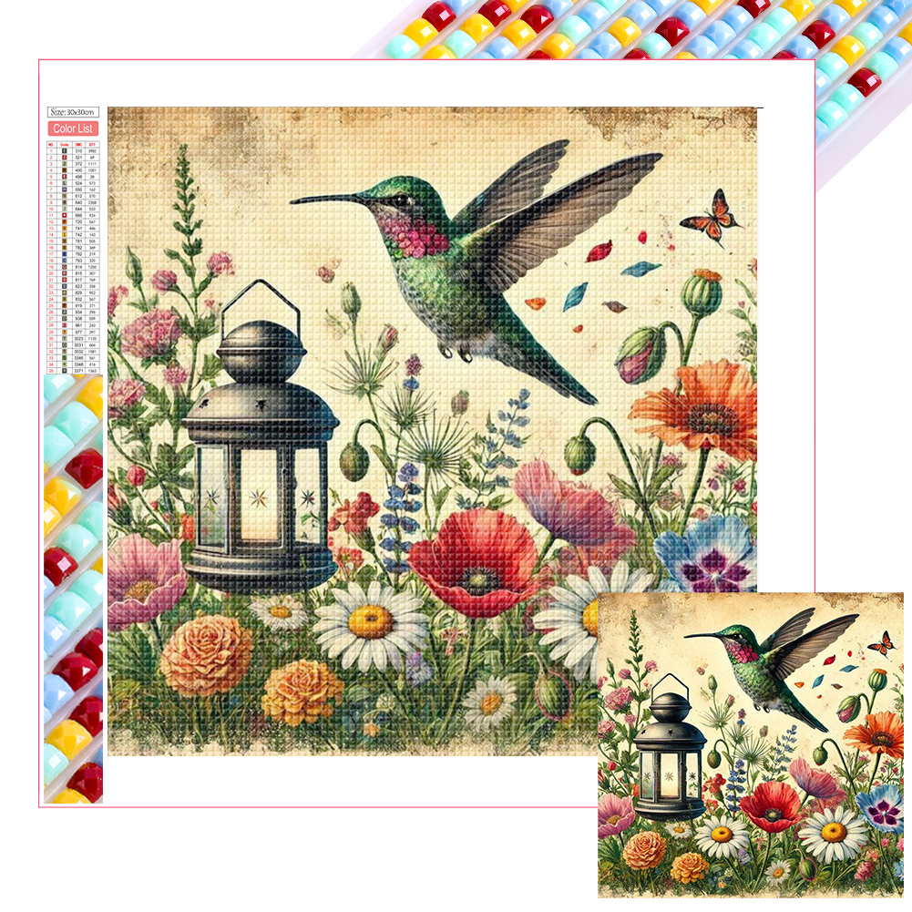 Kingfisher Among Flowers 30*30cm(picture) full square drill diamond painting