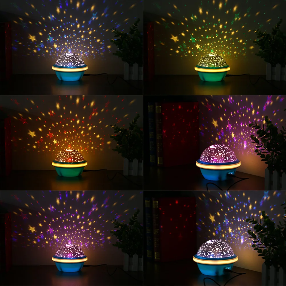 UFO Shaped Starry Sky LED Projector Light USB Kid Night Decor Lamp (Blue)