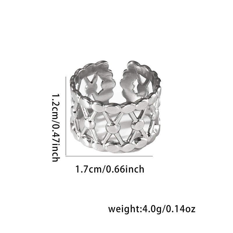 Casual Minimalist Leaf Titanium Steel Plating Open Rings