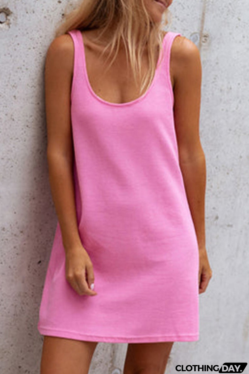 Sexy Casual Solid Solid Color U Neck Vest Dress Dresses