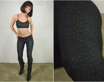 pornhint Pornhint Cyberpunk Post Apocalyptic Black Goth Legging as Yoga Legging and Rave Festival Wear and Goth Clothes with Matrix Print