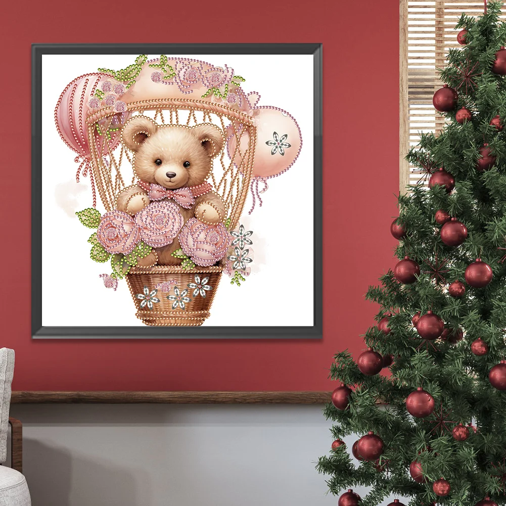 Diamond Painting - Partial Special Shaped Drill - Flower Balloon Bear(Canvas|30*30cm)