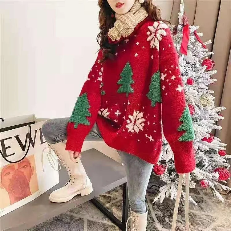 New Thick Christmas Sweater Pullover Ins Roomy Lazy Style Top