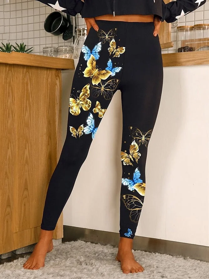 Women's Butterfly Print Cropped Leggings