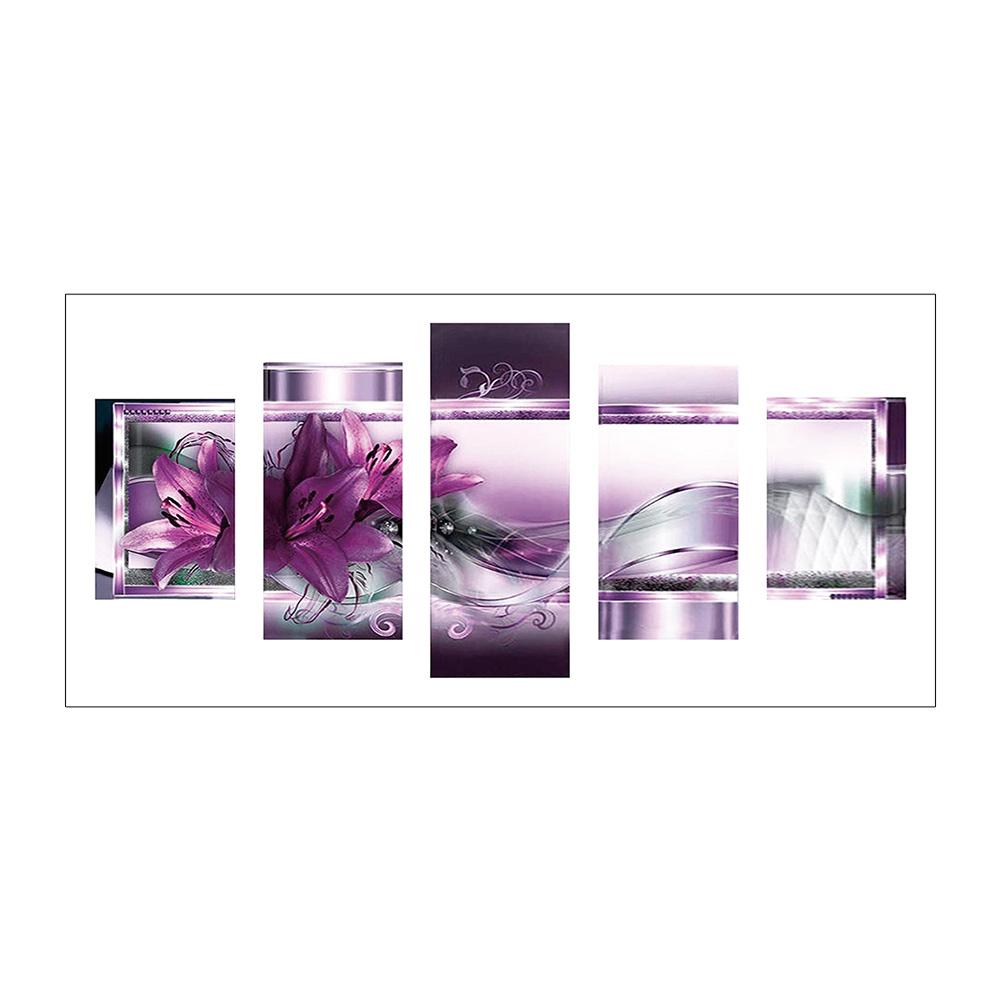 

95*45CM - Multi-picture Round Drill Diamond Painting - 5pcs Flowers, 501 Original