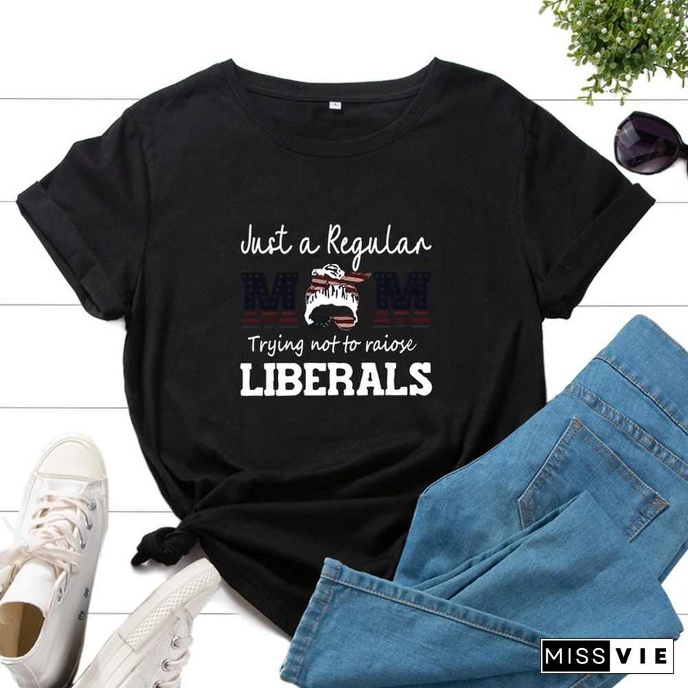 Casual Women Graphic Fashion Short Sleeve Letter Print Female Summer Cotton T-shirt Ladies Regular Daily Round Neck Tee Top