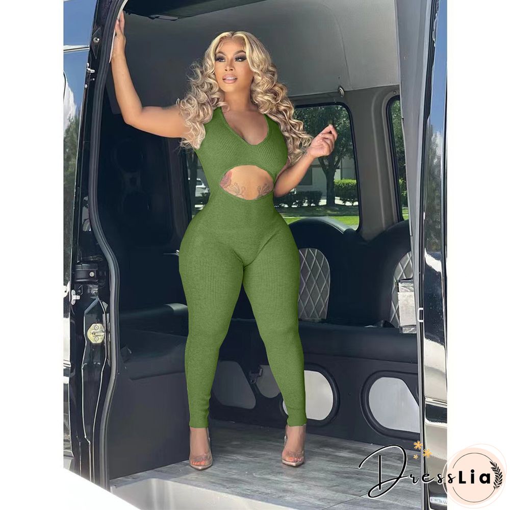 Sleeveless Cut Out Skinny One Piece Jumpsuit