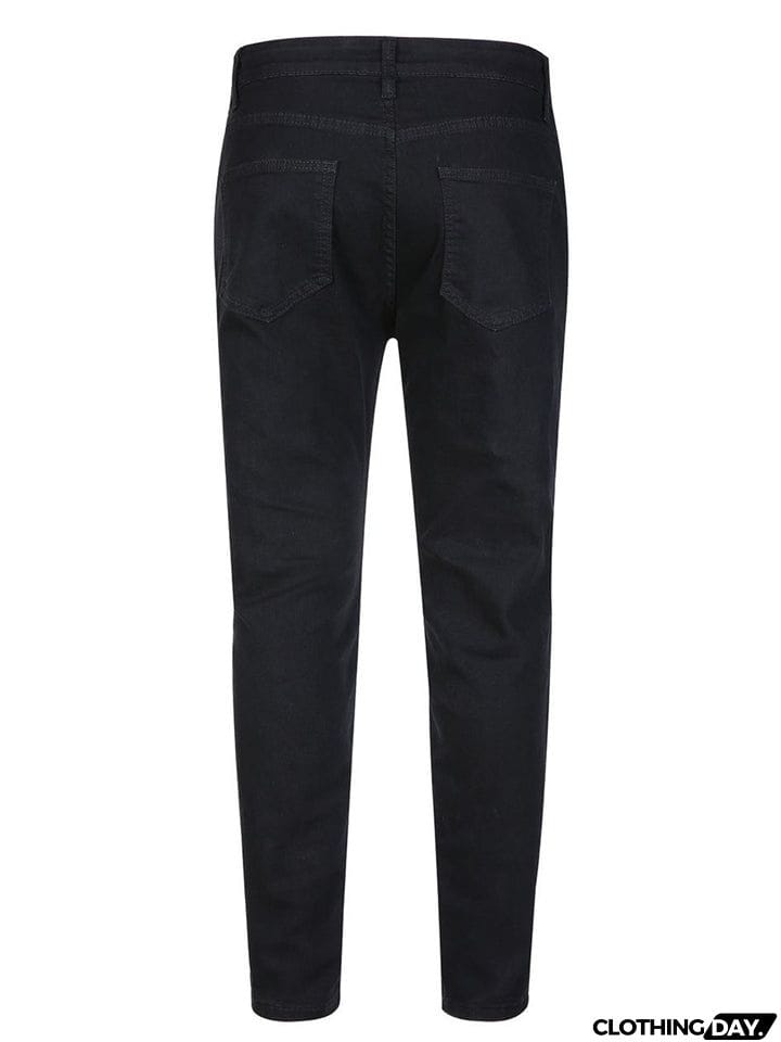 Men's Sport Slim Fit Print Ripped Jeans