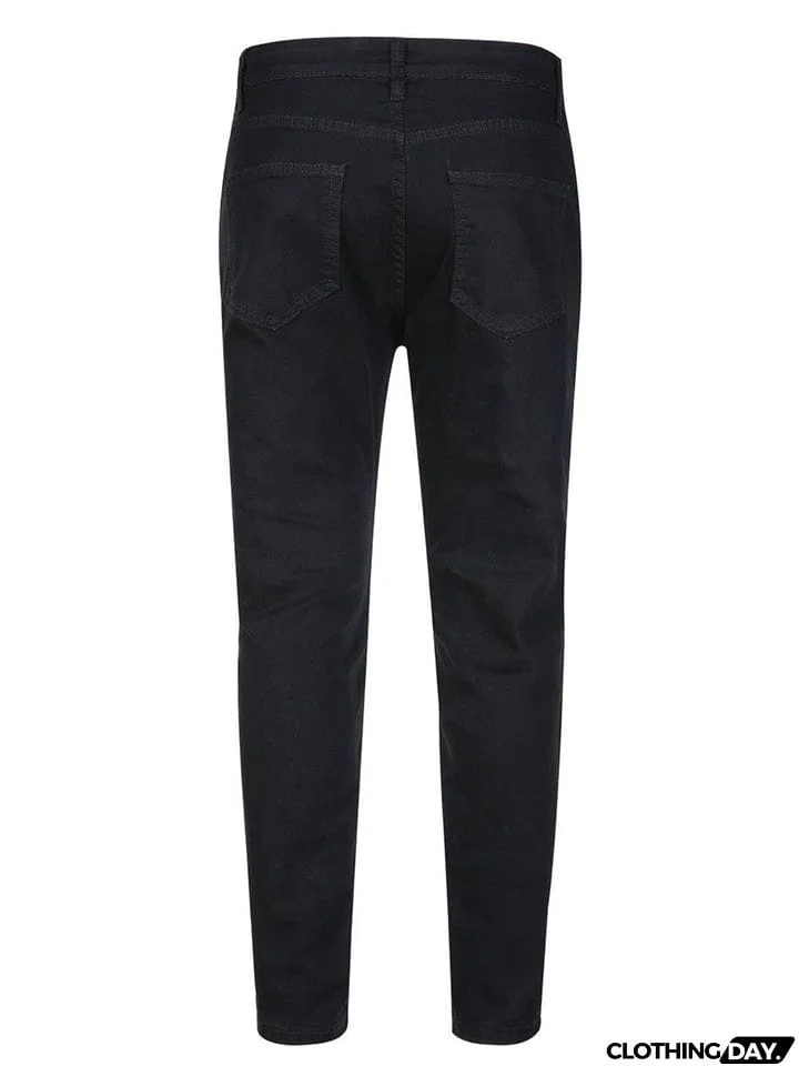 Men's Sport Slim Fit Print Ripped Jeans