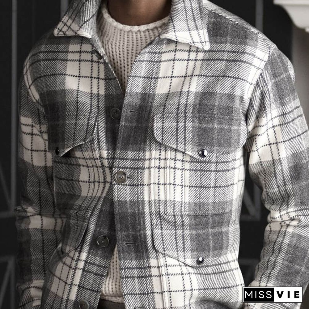 Men's Fashion Retro Casual Plaid Jacket