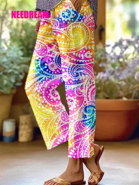 Womens Tie Dye Pattern Casual Pants (With Pockets)