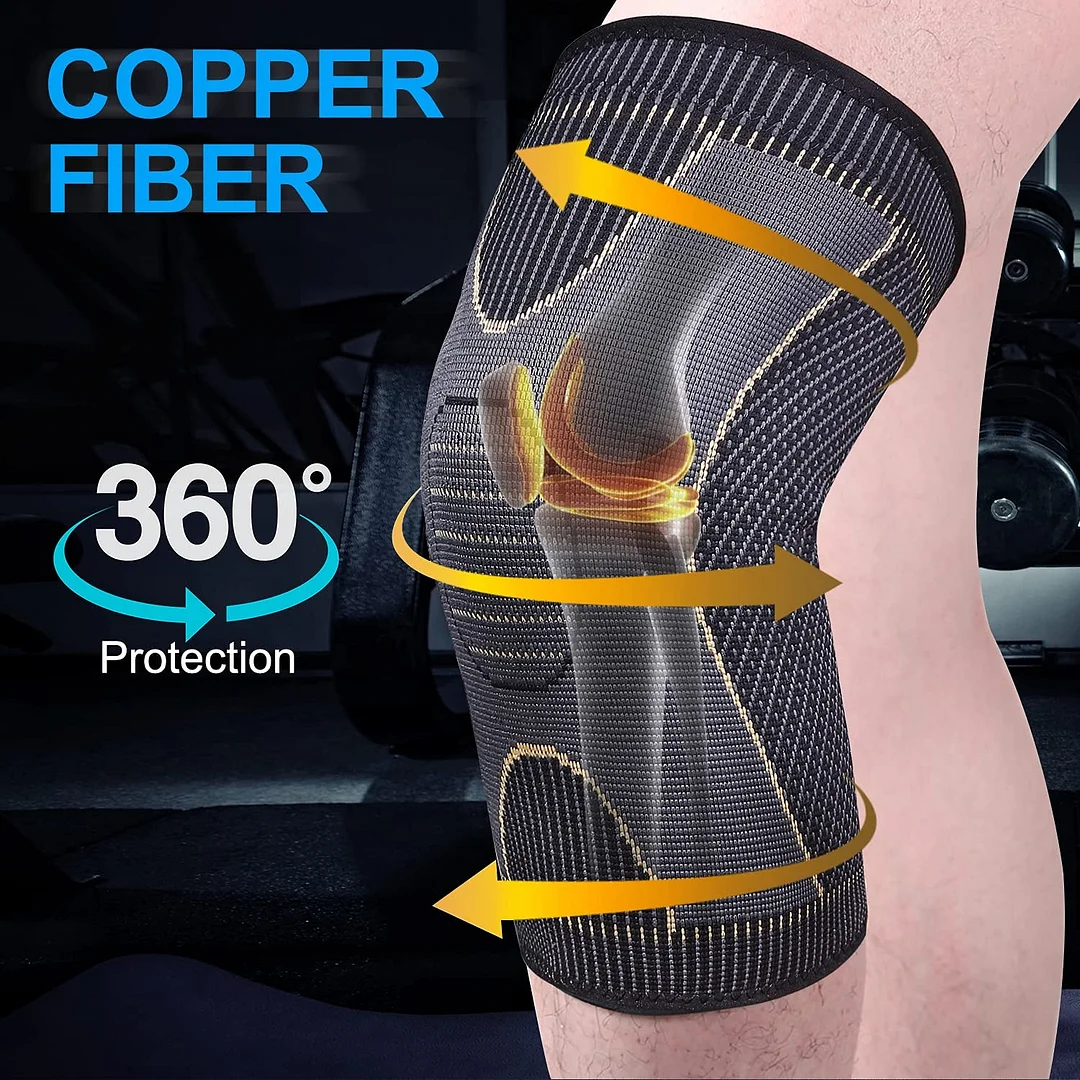 2 Pack Sports Protection Copper Knee Braces for Knee Pain Compression Sleeve