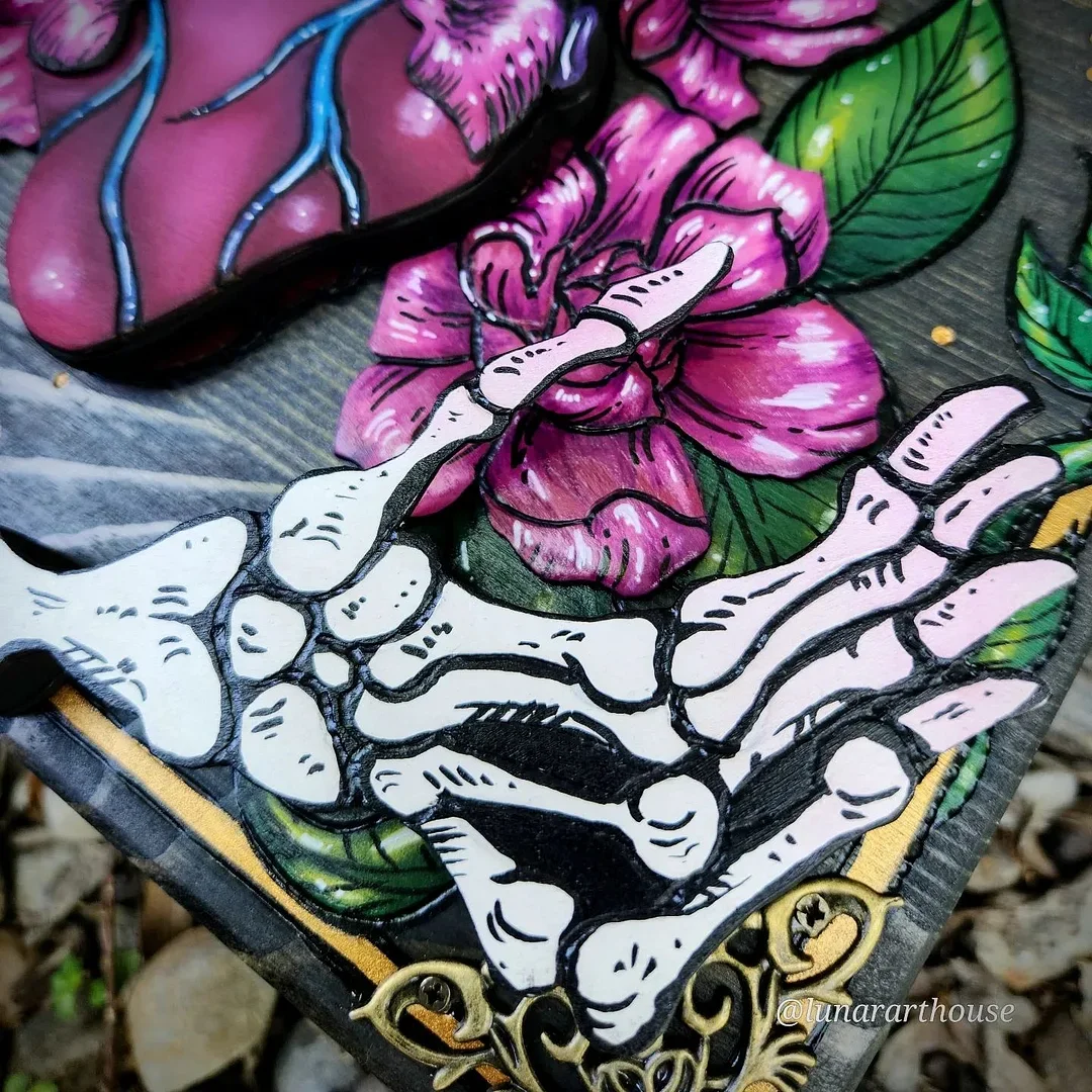 Heart and Skelly hands Hidden Key box