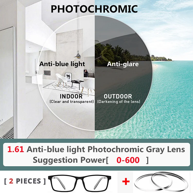 Men Titanium Alloy Glasses Frame Male Square Ultralight Eye Myopia Prescription Anti-Blue Light Photochromic Eyeglasses