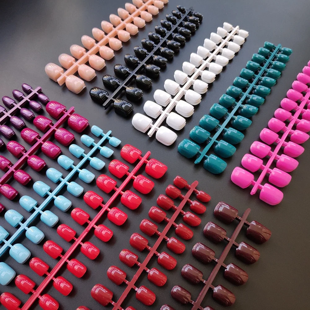 10 Sets Square Shape False Nail Tips In Same Color 24 Pieces/Set 10 Sizes Press on Fake Nails DIY Manicure Finger Nail Tips-Nail Inspo