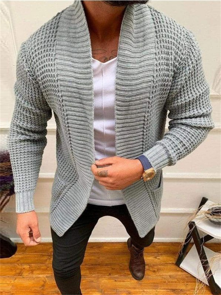 Men's Sweater Cardigan Sweater Ribbed Knit Cropped Knitted V Neck Clothing Apparel Winter Fall Black Blue S M L