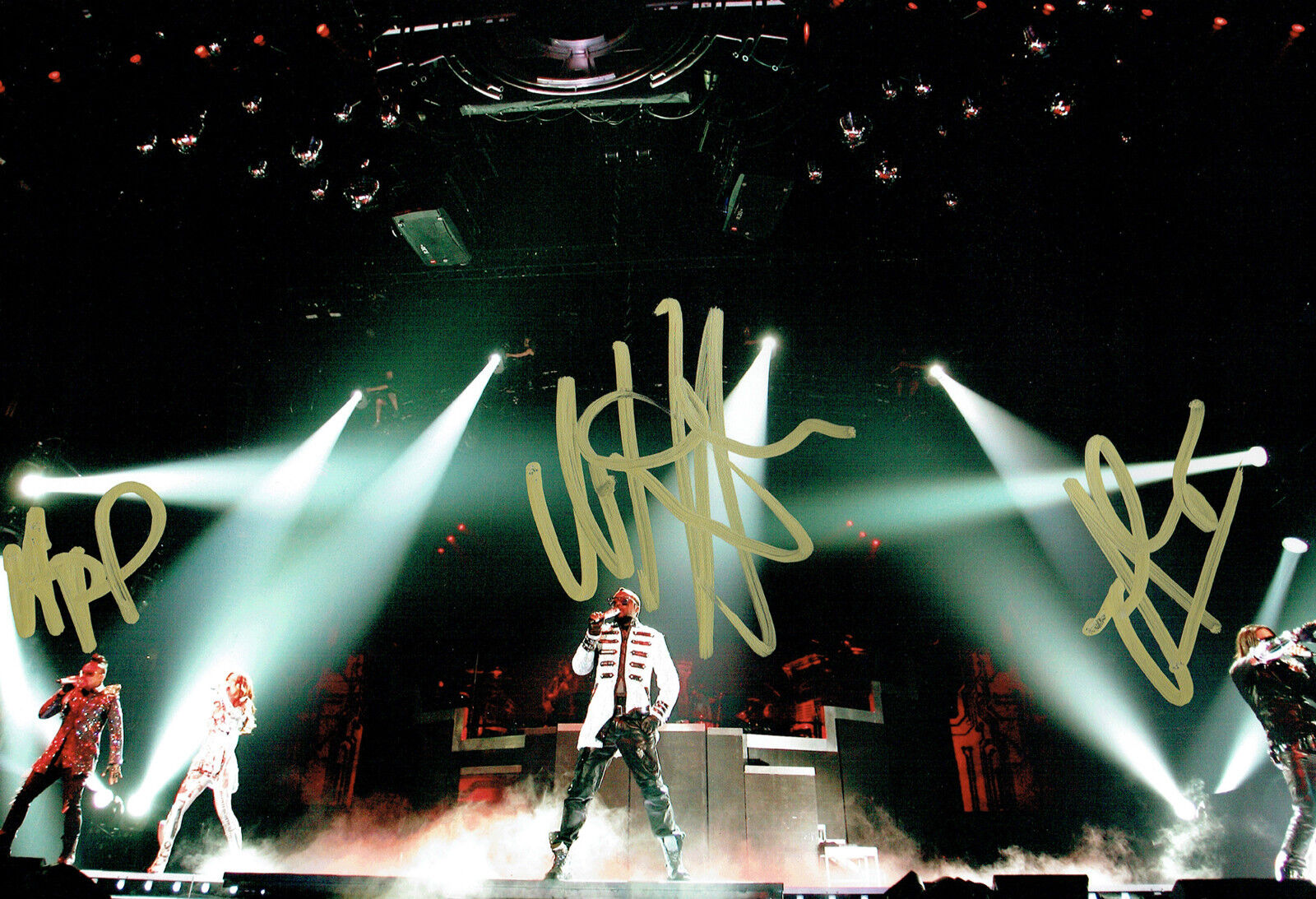 Black Eyed Peas Band Members SIGNED 12x8 Autograph Photo Poster painting AFTAL COA