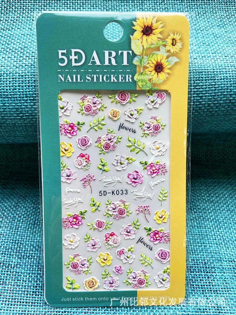 5D Acrylic Nail Sticker Engraved White Snowflakes Flower Sliders Embossed Lace Wedding Nail Art Design Monogram Decals Manicure-Nail Inspo