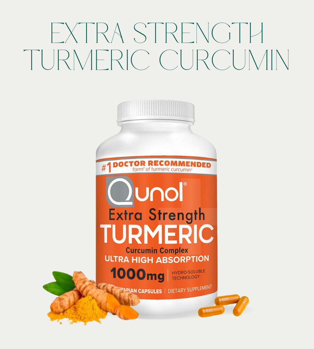 Extra Strength Turmeric Curcumin, 1000mg with Hydro-Soluble Technology