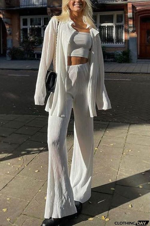 Pleated Oversized Shirt and Trouser Set