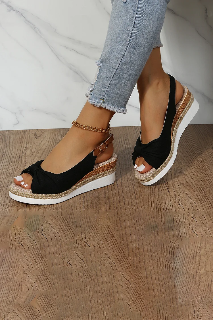 Casual Fish Mouth Bow Wedge Sandals
