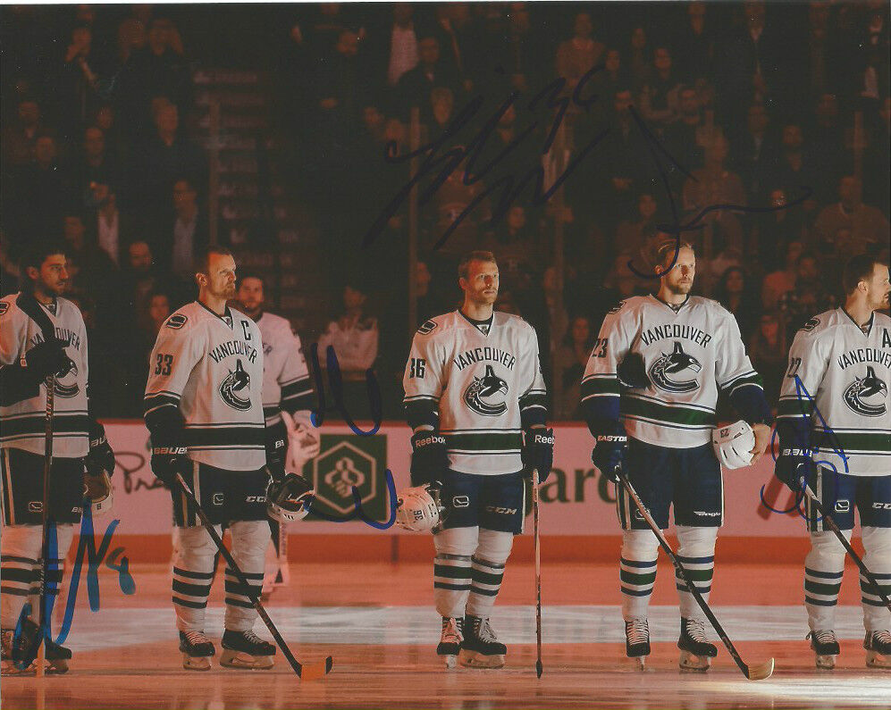 Vancouver Canucks Chris Tanev Sedin Alex Edler Hansen Autographed 8x10 Photo Poster painting COA