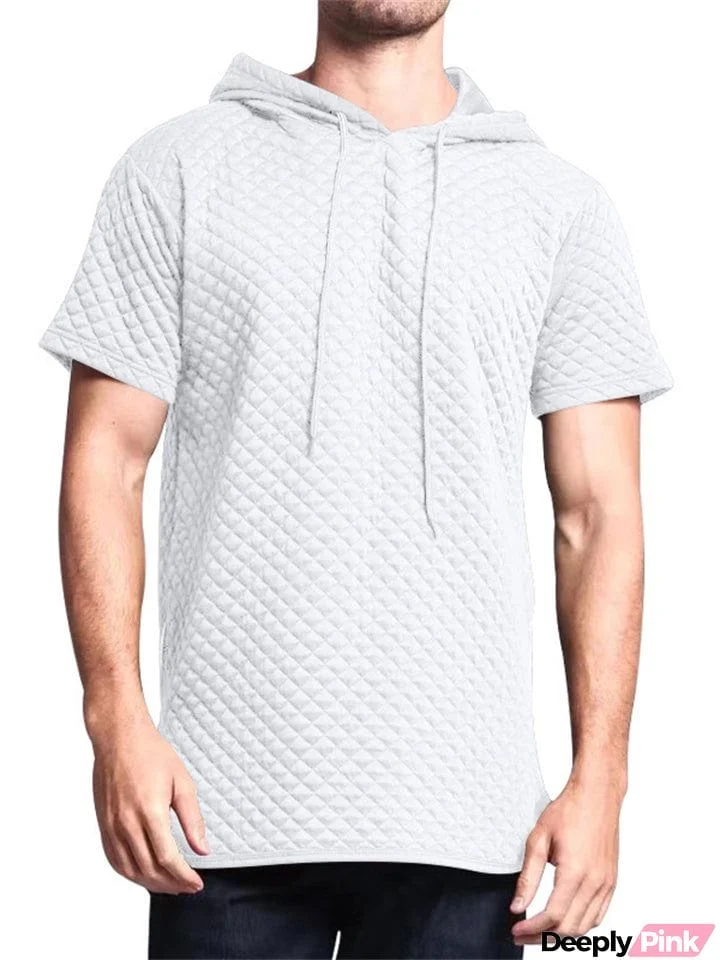 Men's Square Short Sleeve Hem Zipper Hoodies