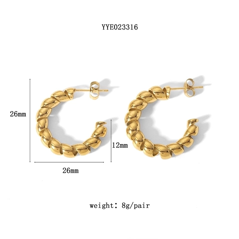 1 Pair French Style U Shape Plating Hollow Out 201 Stainless Steel 18K Gold Plated Earrings