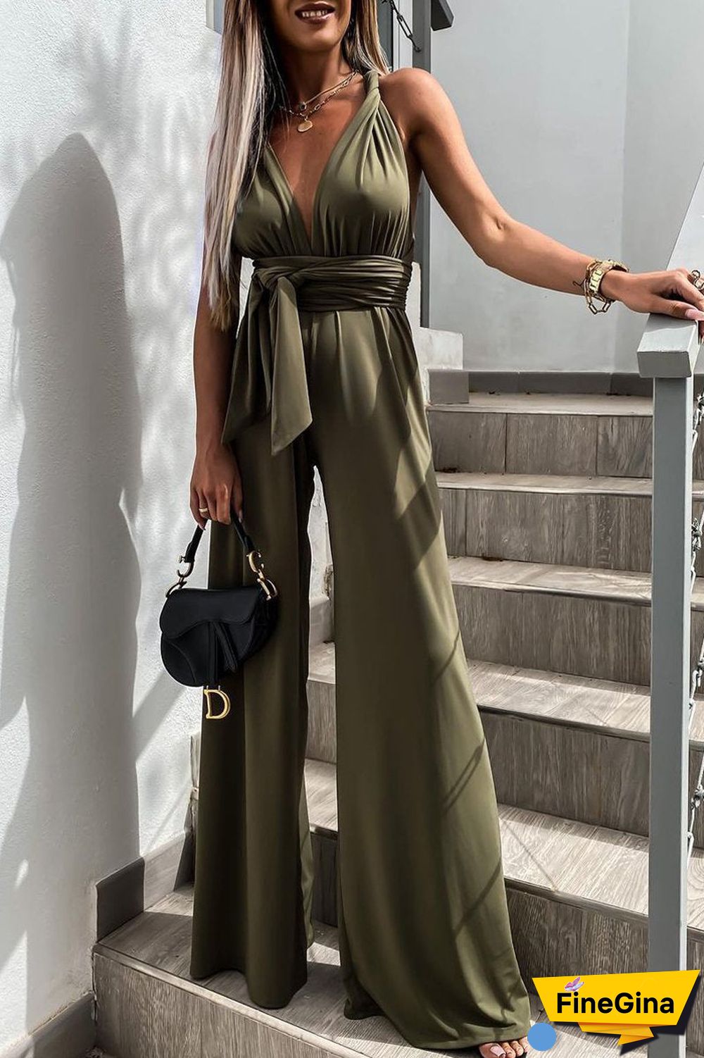 Sleeveless Back Criss Cross Jumpsuit