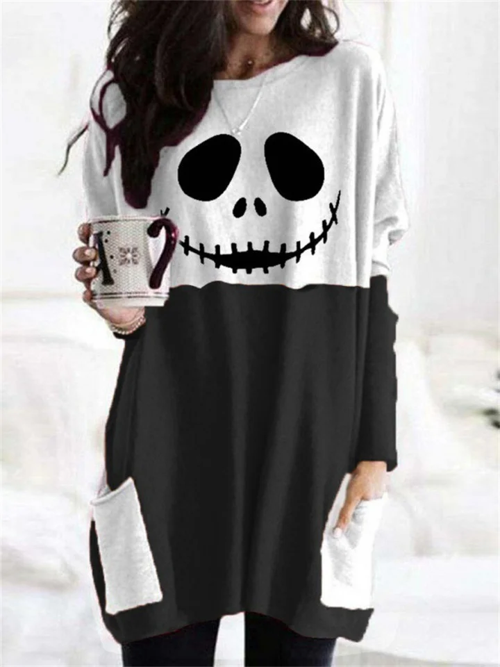 Women's Pullover Hoodie Dress Active Streetwear Print Black Pumpkin Halloween Hooded Long Sleeve S M L XL XXL 3XL | 168DEAL