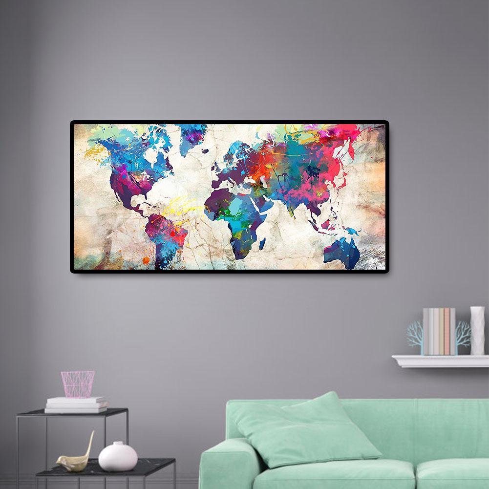 Color world map - Full Round Diamond Painting(80*40cm)