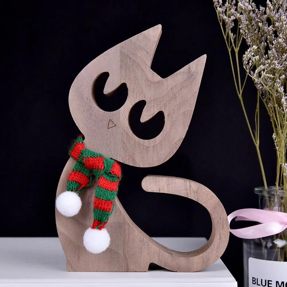 Wooden Dog Christmas Ornaments For Home Decor Craft Figurine New Year's Decor Creative Home Decoration Lovely Gift