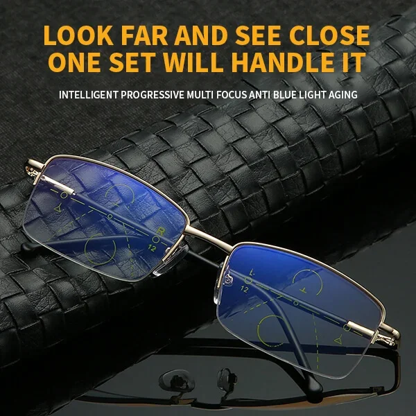LAST DAY  Sale  $13.99🔥2025 New Sapphire high hardness anti-blue progressive Far And Near Dual-Use Reading Glasses✨