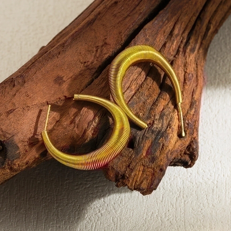 1 Pair Minimalist C Shape Plating Stainless Steel 18k Gold Plated Ear Studs