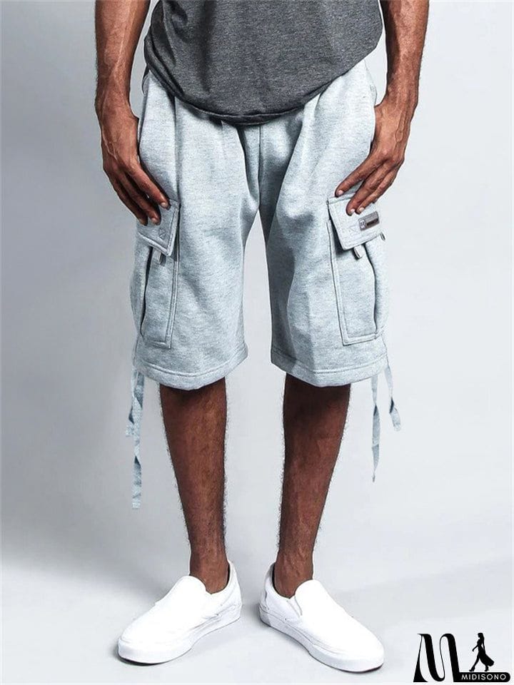 MidiSono - Men's Plus Size Relaxed Cargo Shorts with Pockets