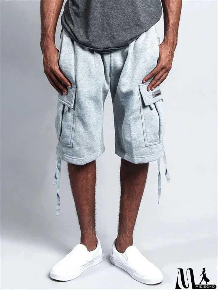 MidiSono - Men's Plus Size Relaxed Cargo Shorts with Pockets
