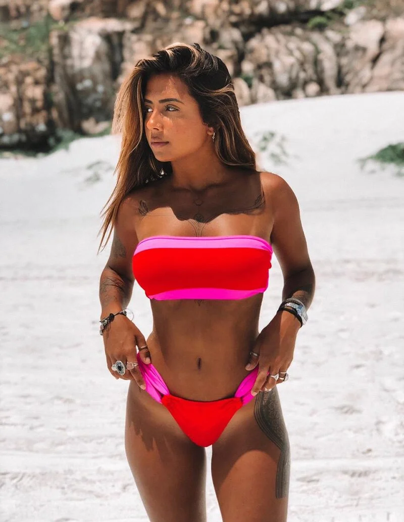 Sexy Solid High Leg Bandeau bikini set 2020 Swimwear female two pieces swimsuit High Waist Bikini Women Bathing Suit biquini