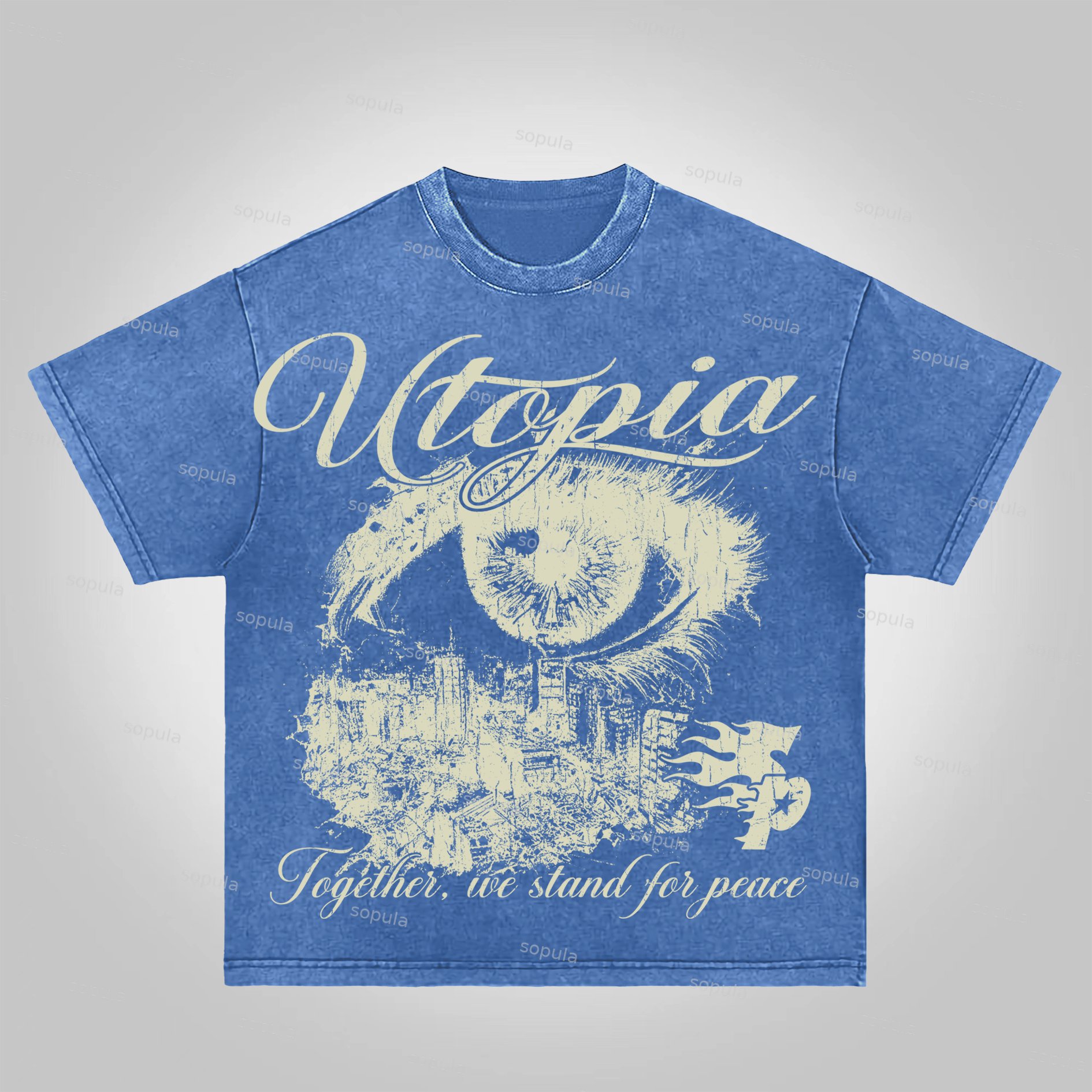 Sopula Utopia Vintage Graphic Acid Wash T-shirt