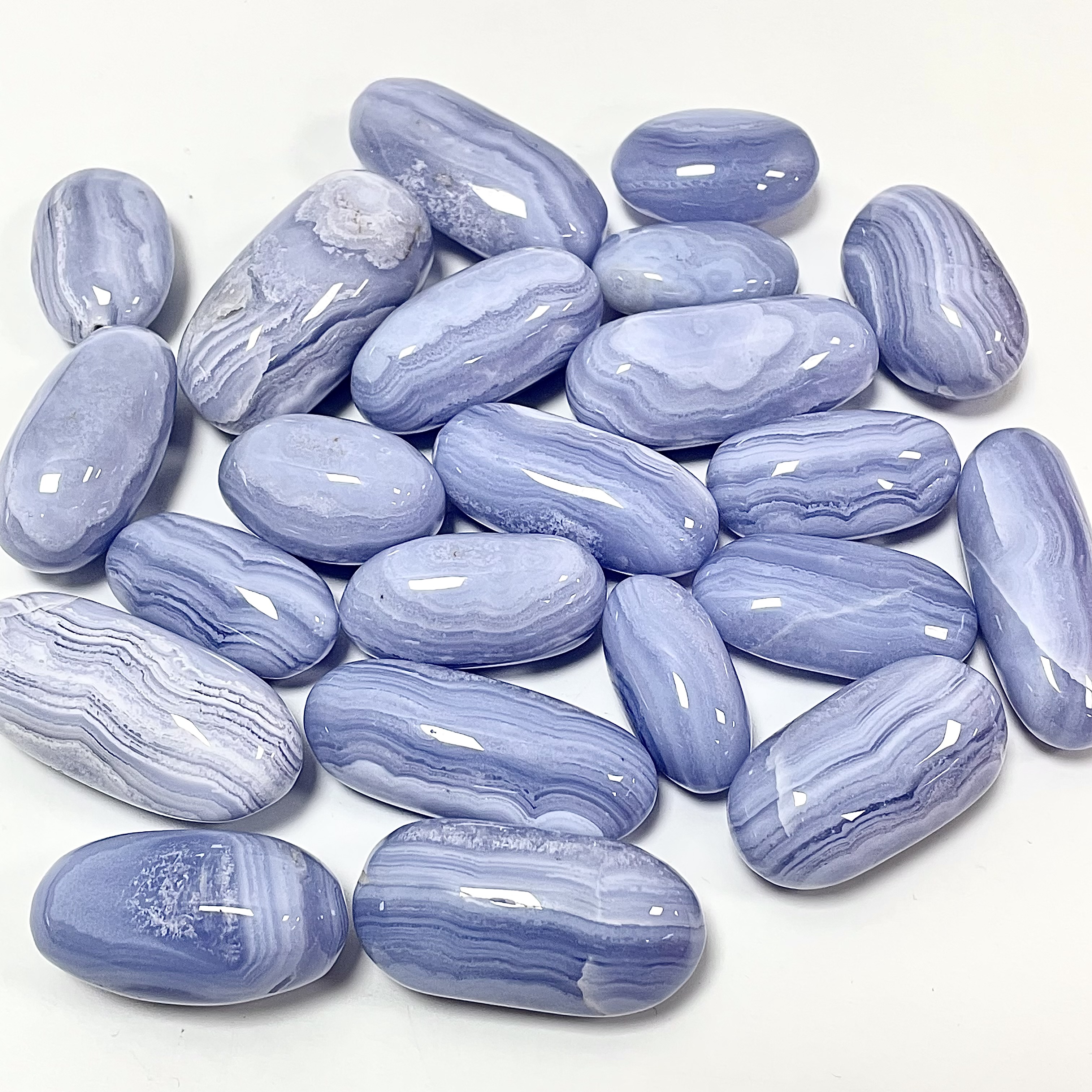 Blue Lace Agate Palm Stone