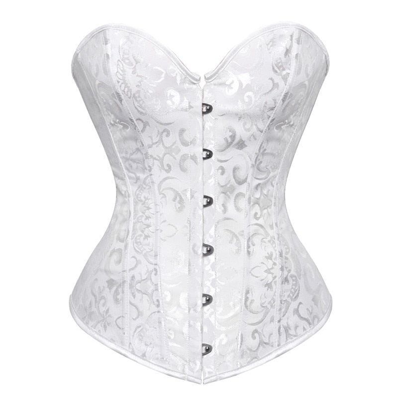 Sapubonv Corsets and Bustiers Shapewear Brocade Lingerie Overbust Corset Top Sexy Plus Size Women Vintage Red Black Green Pink