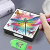 Diamond Painting PU Dragonfly Notecard Box with 160 Sheets Paper Note Holder